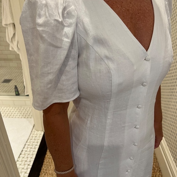 Reformation White Linen Midi Dress Size 10 - Picture 8 of 8